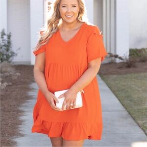 Dual Nature Vibrant Orange Short Sleeve Dress